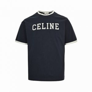 celine 赛琳 25Ss 植绒字母撞色拼接短袖 三标齐全 采用高端索罗娜布料 前幅采用植绒图案 手感非常舒服 Os落肩版型 时尚又个性 超级百搭的一款 螺纹