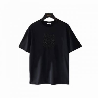 实拍细节图+尺码表 Loewe 罗意威 经典Logo刺绣短袖 240克双纱面料32支纯棉，25Ss最新最顶级 专柜款 经典个性简约拼色刺绣小标Logo 圆领短袖