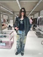 6015# Acne Studios25Ss新款神裤.Ac数码直喷印花花，3D效果逼真.水洗怀旧套色工艺.阔腿宽松牛仔长裤裤子.男女同款 码数：Xs.S.M.L