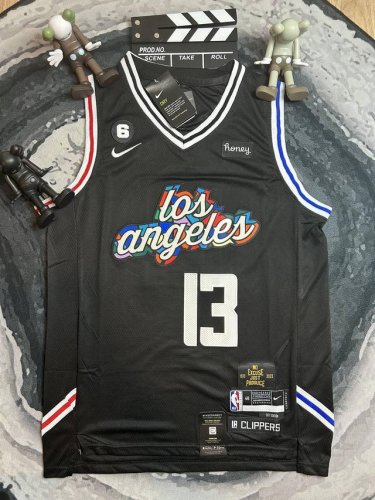 顶级刺绣 款号S013 Nike Nba Sw球迷版 赛季洛杉矶快船队保罗乔治13号球衣 颜色：黑色 尺码：M L Xl Xxl -定制优质网眼布面料，原版克重