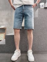 克罗心 2025夏季新款男士牛仔裤短裤，重工艺高级定制面料透气面料 透气弹力舒适度极高，细节无可挑剔，顶级辅料配备，原版Logo设计理念，手感细腻柔软！上身版型