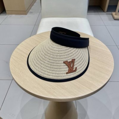 p130路易威登棒球帽 Louisvuitton户外防晒帽子遮阳帽夏季天草帽防紫外线发箍式太阳帽简约空顶帽女