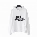 实拍细节图+尺码表 Balenciaga 巴黎世家 Bb手绘涂鸦连帽卫衣 进口椭圆机访手绘效果 印花无牙边 袖口 螺纹 下摆的磨破效果 真的太好看了 前后效果完
