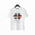 实拍细节图+尺码表 Louis Vuitton 路易 登威 24Ss南瓜拖鞋Logo印花短袖T恤 年春夏新款 重工印花 原版进口定制260克纯棉 高密度螺纹同缸