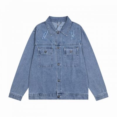 上新： 款号：B905 Louis Vuitton 路易威登Lv复古破洞提花字母Logo牛仔夹克上衣外套 1面料采用定制原版牛仔布料，布面纹理清晰 质地柔软不是