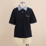 5Ss新款 25Ssmiumiu李兰迪同款拼接格子T恤Smlp ：蓝