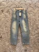 100 balenciaga巴黎世家 做旧破洞复古高街直筒垂感水洗牛仔长裤情侣款 color: 蓝色 Size: M-Xl m 腰围76 臀围110 裤长99