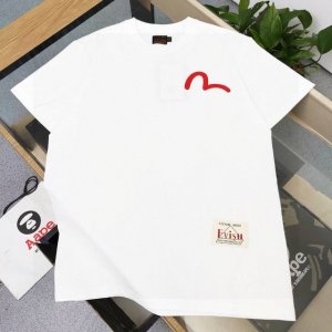 款号 Ws2439 2025新款Evisu福神小海鸥Logo搭配招财猫字母印花男女休闲圆领短袖情侣T恤 经典永远不会过时 人手必备款 250G双纱纯棉不起球不起
