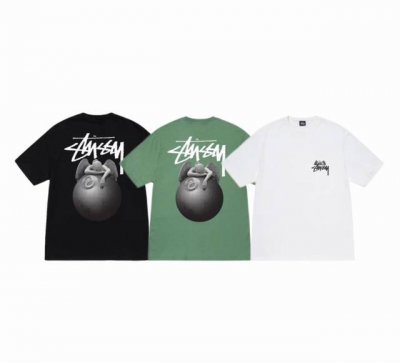上新款号：S073 Stussy斯图西 8球系列 黑8騅塑天使印花宽松圆领短袖T恤 男女同款 原版打造 细节高控 -面料精选230G纯棉面料 手感柔软舒适 吸汗