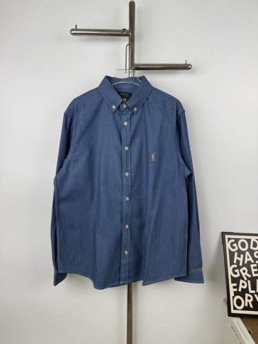 款号B24 Ralph Lauren 拉夫劳伦经典彩色小标情侣款水洗牛仔长袖衬衫 1采用优质的牛仔面料，上身柔软舒适，极其细腻 手感扎实润滑且柔软 拥有既织物不