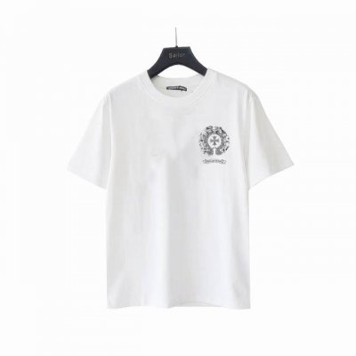 实拍细节图+尺码表 Chrome Hearts 克罗心 模糊重影马蹄刺绣短袖 面料使用260G克全棉双纱面料 区别于市面低克重普通货 ，纹路清晰可见，质感柔软细