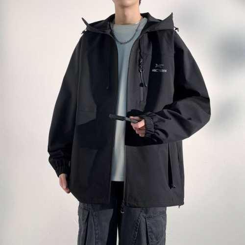 Arc'teryx始祖鸟日系户外斜拉链登山服冲锋衣夹克外套，男女同款 防风连帽衫柔软舒适，强劲防风，简洁设计，经典印花Logo，透气、抗静电功能，能够应付格子恶