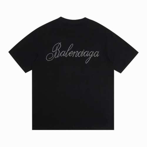 上新 高版本 Balenciaga 巴黎世家 花字巴黎烫钻字母短袖 采用16支精梳赛络纺平纹布对板环保硫化染色，无尘烧毛加食毛工艺，确保布面清晰上身无尘，环保硫