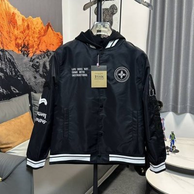 Evisu福神 最高版本！请区别市面错版！ 独家爆款上新！ 秋季新款Ev福神 刺绣字母刺绣棒球服外套夹克 帽子可拆卸 刺绣徽章图案、Ev标志及海鸥刺绣 这件横须