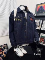 Evisu福神重工刺绣蛇年限定复古牛仔外套男女同款 搭配情侣更赞哦 顶级版 高品质官网发售款｜超级推荐｜超人气单品Ins小红书热门爆款 情满怀满 绝细对节多到让