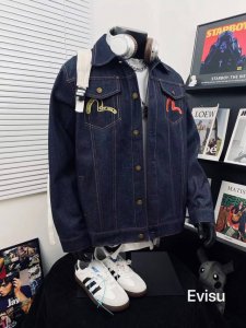 Evisu福神重工刺绣蛇年限定复古牛仔外套男女同款 搭配情侣更赞哦 顶级版 高品质官网发售款｜超级推荐｜超人气单品Ins小红书热门爆款 情满怀满 绝细对节多到让