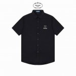 prada 普拉达 精美Logo设计高品质短袖衬衫 对版定染面料 上身高级感十足 纯棉竹纤维面料 质量高 男女同款 码数:39-43 M-3Xl