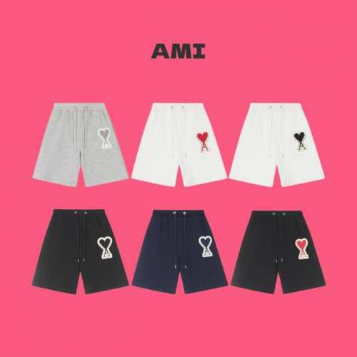 ami Paris 经典大 A 爱心章仔刺绣情侣休闲毛圈短裤-顶级版本 有配套短袖 Color：白色红心 白色黑心 灰色灰心 黑色黑心 黑色红心 藏青色 Siz