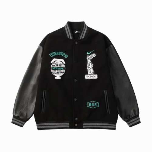 款号W03 Nike 詹姆斯同款新款纽约毛巾绣棒球服外套 ，700G龙凤尼搭配荔枝纹皮革。 五金一比一还原 M,L,Xl,Xxl 黑