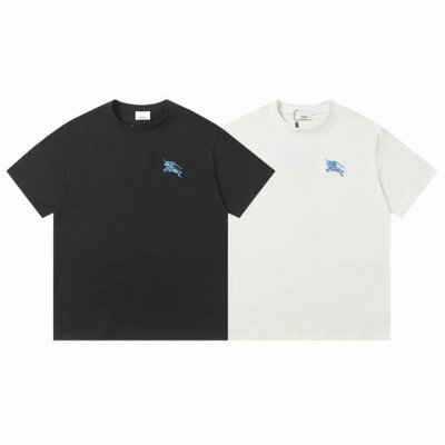 burberry巴宝莉经典胸前蓝标Logo刺绣短袖T恤 男女同款 703 260克双纱面料 吊牌+领标+洗水唛+防尘纸齐全 进口机精密刺绣 紧密不留白 牢靠度高