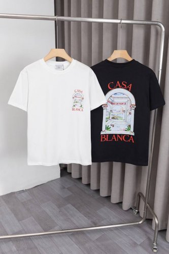 x038 Casablanca 卡萨布兰卡25Ss新款T恤，前后幅彩色图案+Logo印花工艺，品牌Logo经典设计 高度定制260克双纱纯棉面料，面料柔软 时尚
