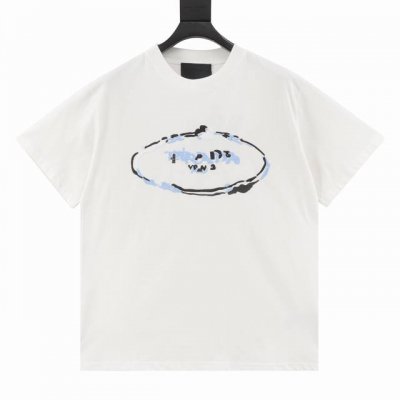 prada 普拉达 25Ss 云朵刺绣短袖T恤 面料经过2次高温缩水固色 不变形不缩水不起球 26支280G紧密双纱面料 配320G双纱拉架十字紧密高克重螺纹