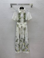 Zimmerma*N兹默曼澳洲品牌 高端定制花枝绿叶印花半身系扣门襟翻领收腰大摆短袖连衣裙！ S码：胸围86，袖长23，腰围70，裙长121