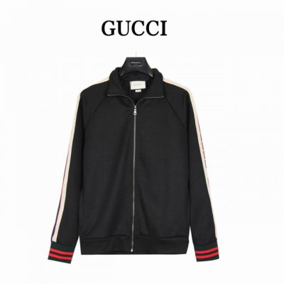 Gucci 古驰 经典织带运动套装外套 原版购入，完美还原。定织定染面料，带运动风套装， 专柜新出面料棉盖丝，属于混纺面料必须定制 面料为订织丝盖棉布料，运动功