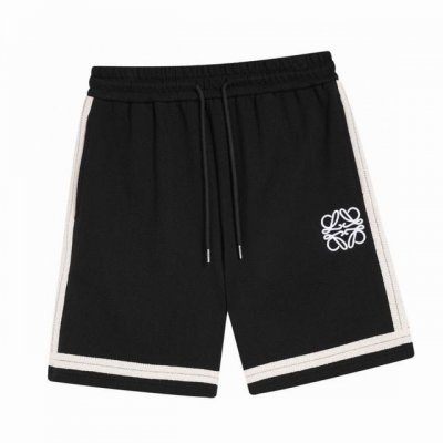 罗意威 Loewe 夏季新款 刺绣Logo拼接织带休闲短裤 高品质纯棉面料 特别手感 超级质感 舒适柔软透气 休闲宽松版型 潮流男女同款 color 黑色 si