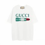 Guc 新款口红T恤，定制定染高克重原版面料，双纱纯棉面料，1-1工艺制作，宽松Oversize版型，欧版大版型 男女同款，区别市场版本 Size ： Xs-L