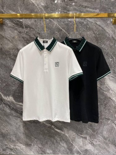 芬迪25Ss新款春夏短袖翻领T恤polo，最高版本客供定制高端朱地面料简单时尚款，螺纹拼色螺纹配色超级好看！胸前芬迪F标识刺绣经典Logo简单大方的款式！满满的