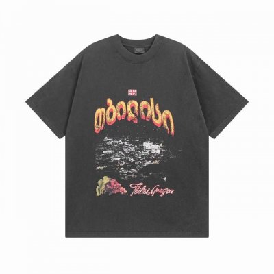 Balenciaga 巴黎世家2025 Ss 最新款 格鲁吉亚品第比利斯白墨直喷印花洗水磨烂做旧短袖T恤 本市场No.1的质量 真正天花板品质 全部原版开发注意
