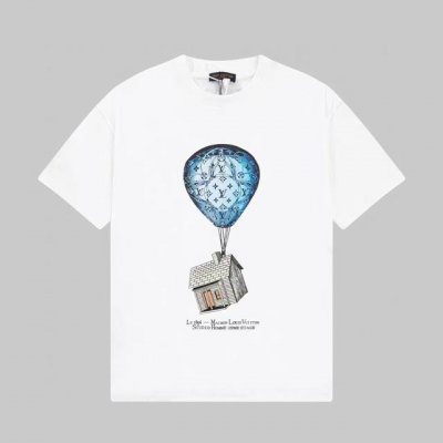Louis Vuitton 路易威登 25Ss热气球屋子图案压花短袖T恤 定制260克同缸染面料 手感非常舒服 春夏最新砖柜同步 Os落肩版型 时尚又个性 超级