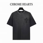 chromehearts 克罗心 25Ss 十字架贴布刺绣水洗破洞短袖T恤 秀场私人订制系列 整衣做旧激光烧花定制300克双纱面料 美式酸洗做旧原身布激光烧花加