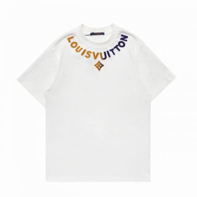 顶级复刻版本 Louis Vuitton 路易威登彩色牙刷绣毛巾绣圆领短袖T恤 面料: 280克重磅纯棉，随意对比 全套新款路易威登辅料 男女同款均可驾驭 区别