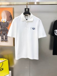 d*Or 迪奥2025春夏新款原单男士翻领短袖Polo衫T恤 官网同步发售 爆款 Os宽松版型简洁时尚百搭 高端品质 立体刺绣字母Logo图案设计 定制进口双股