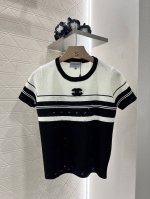chane*新品 撞色条纹针织上衣