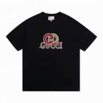 上新 高版本 Gucci古驰羊羔毛烫标短袖 最高版本！定制面料270克100%双纱全棉！字母硅胶批彩色绣花布工艺设计！ 辅料：开模原版过鉴定领标100%真丝洗水