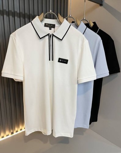 loro Piana诺悠翩雅 2025春夏男士最新的贸易订单Polo衫，全品相！！上身舒适透气，不僵硬，整体有着丰富的立体感，品质出口订单，衣身Logo图案皮革