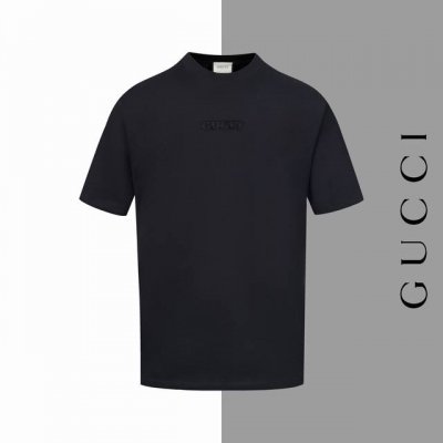 款号#Z36 古驰字母烧花刺绣圆领短袖 Gucci官网一致款式 面料：32支双纱280克纯棉面料 同缸同色织染螺纹 颜色一致 工艺：进口机器饱满烧花字母刺绣 配