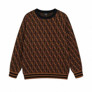 款号M10 Fendi 秋冬新品 时尚元素提花Logo圆领羊毛针织衫 面料全定制工艺高支定制提花羊毛纤维面料 原版开模 一比一还原 三标齐全 M L Xl Xx