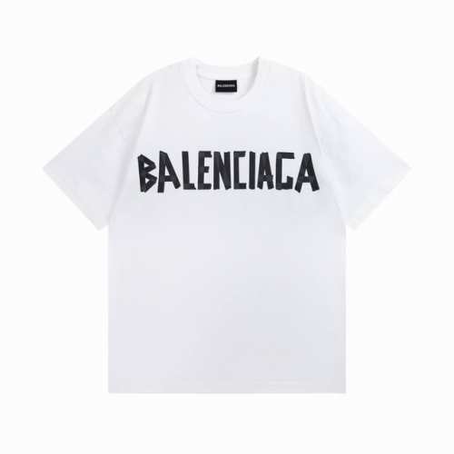 白色 130 Balenciaga/巴黎世家2025 Ss 经典胶带拉浆印花短袖T恤 本市场No.1的质量 真正天花板品质 全部原版开发注意细节图 避免被盗图商