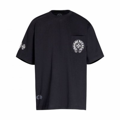 高版本Chrome Hearts 克罗心 串标马蹄印花短袖！胸口口袋，面料使用 G克全棉双纱面料 区别于市场低克重普通货 ，纹路清晰可见，质感柔软细腻光滑，垂感