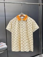 140 gucci：古驰 2024S经典款高端商务男士：高端提花立领Polo衫 —爆款推荐 -采用原版Zp一致定制索罗娜双珠地面料 螺纹同缸定染零色差 ！ yb