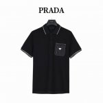 prada 普拉达 胸前口袋三角标短袖polo衫 时尚型裁设计 兼具个性 简约不简单 客供精仿棉打造珠地材质面料,领口丝光面料编织， 内里工整严密,手感柔软细腻
