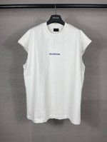 实拍图 顶级版本.官网品质 Balenci*Ga 25新款 前面后面以巴黎Logo刺绣磨烂做旧无袖T恤# ss25最新款 第一时间研发 巨别市场通货 欢迎对比