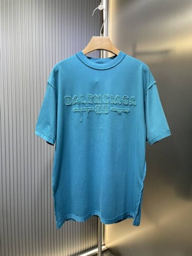 顶级最高版本 尺码偏大 B家 巴黎世家 Balenciaga 经典贴布Logo重工艺印花圆领半袖T恤短袖 男女同款 情侣款 宽松版型 最高版本 原版面料 高版本