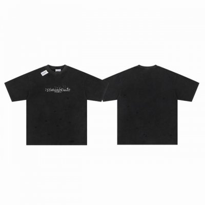 Maison Margiela Mm6 X Tommy Cash 马吉拉联名款洗水破洞日历绣花Logo字母情侣圆领短袖T恤 Color：水洗黑 Size：S M