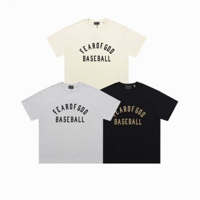 fog #F20 Essentials第七季主线植绒字母Baseball短袖T恤 颜色：黑色 水泥灰 浅燕麦 尺码：S-Xl