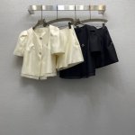 Di*25Ss 精致圆领泡泡袖设计外套上衣短款套装 ，高级面料，颜色:图片2色，面料：丝毛混纺面料 Smlxl
